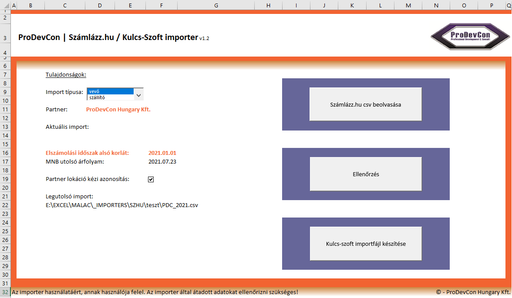 ProDevCon | Számlázz.hu - Kulcs-Szoft - vevő számla importer
