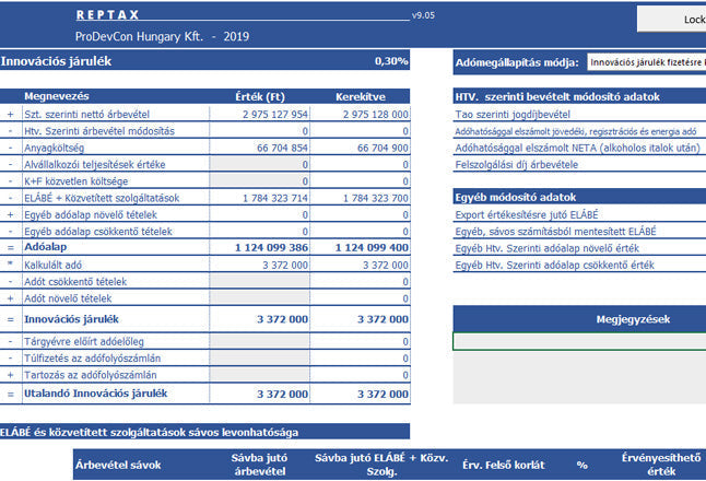 REPTAX v23 - Interaktív beszámolókészítő és adókalkulációs excel