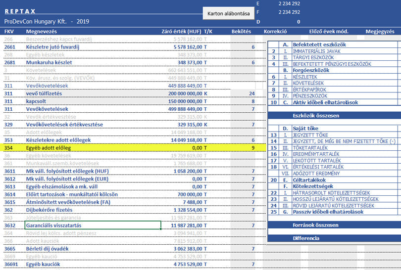 REPTAX v21 - Interaktív beszámolókészítő és adókalkulációs excel